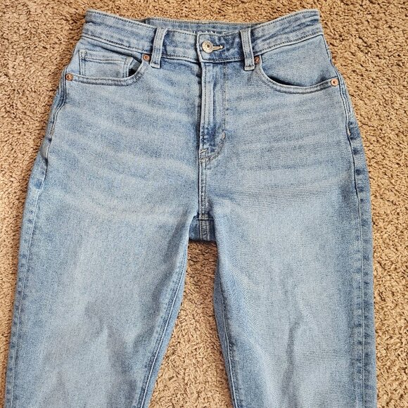 American Eagle Mom Jean Womens 2 High Rise Skinny Denim Light Wash Stretch - Picture 7 of 11